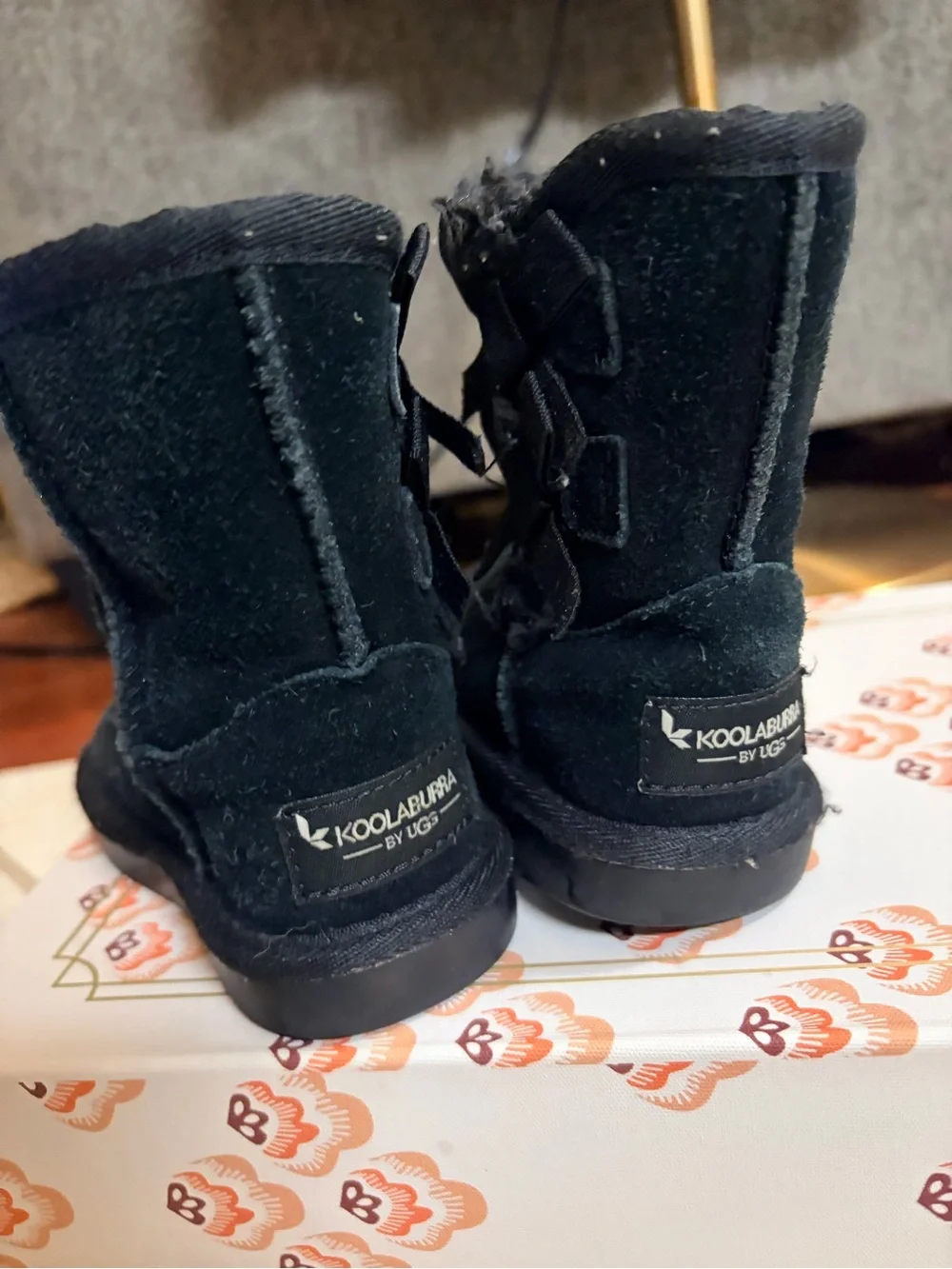 Koolaburra Girls Black Suede Bow Booties